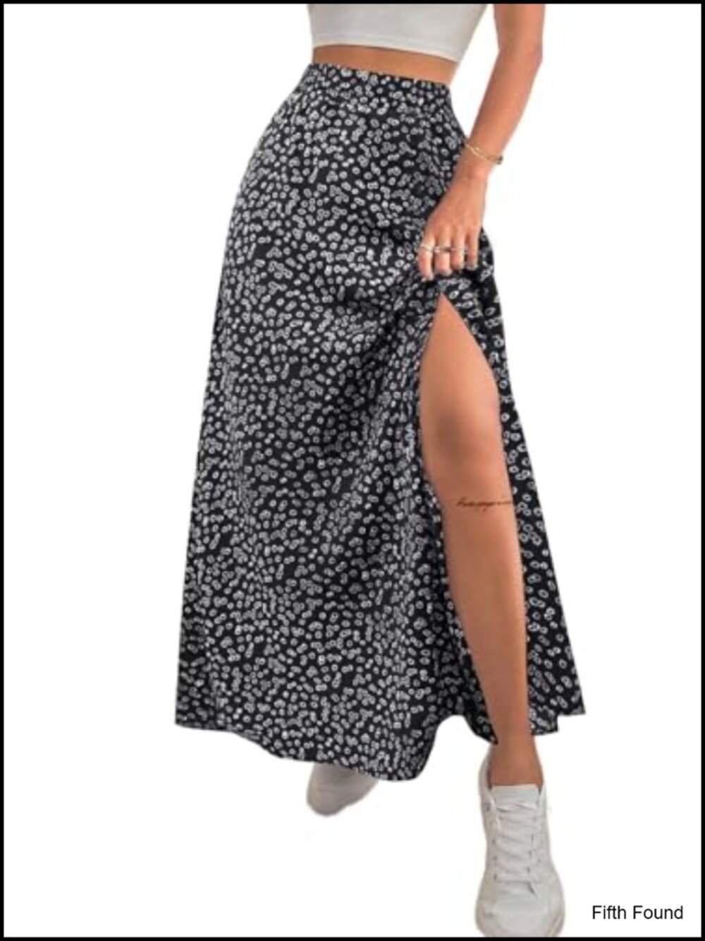 Women Boho Floral Slit Maxi Skirt High Waisted A-Line Long Flowy Summer